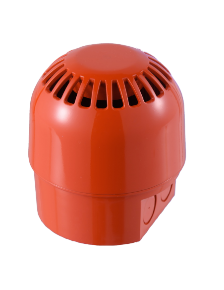 A sirene TCC-0001 comercial Kidde é para uso em atmosferas explosivas. Cor vermelha. Ip66