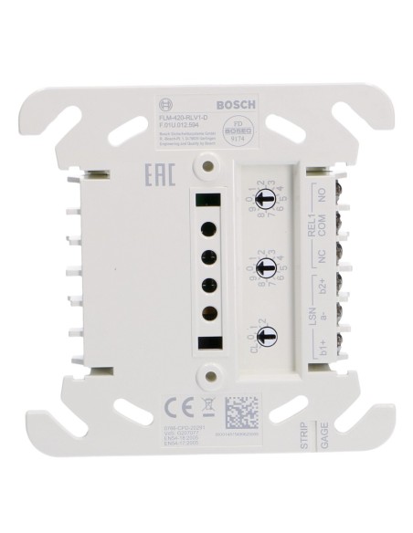 Módulo analógico Bosch FLM-420-RLV1-D de uma saída de relé para montagem do trilho DIN com adaptador