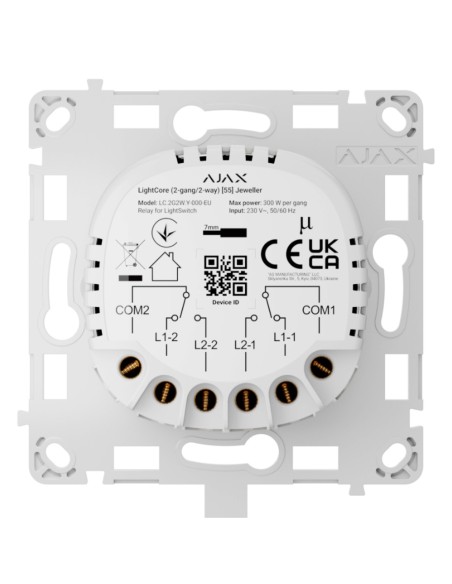 Comprar AJAX LIGHTSWITCH-LIGHTCORE-2G-2W Ajax LightSwitch LightCore 2-gang 2-way. Interruptor Doble Conmutado LIGHTSWITCH-LIGHTC