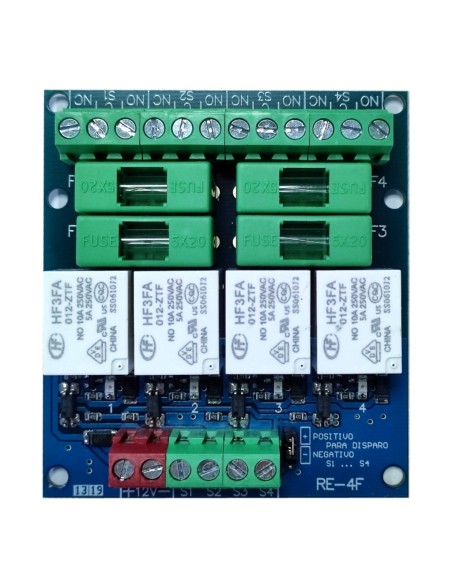 GL-SEGURANÇA RE-4F Módulo 4 Relés com fusível. 12v