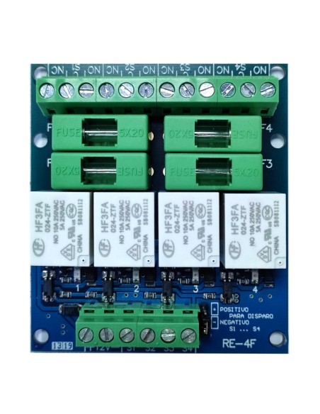 Comprar GL-SEGURIDAD RE-4F24 Modulo 4 relés con fusible. Alimentación a 24v RE-4F24