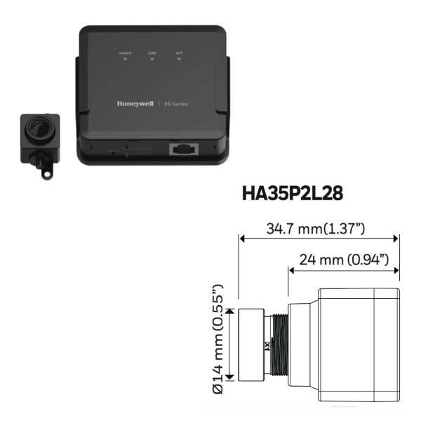Honeywell ha35p2l28 minicamara IP série 35 pinhole 2mp 2.8mm H265 WDR PoE 12VDC Áudio I / S