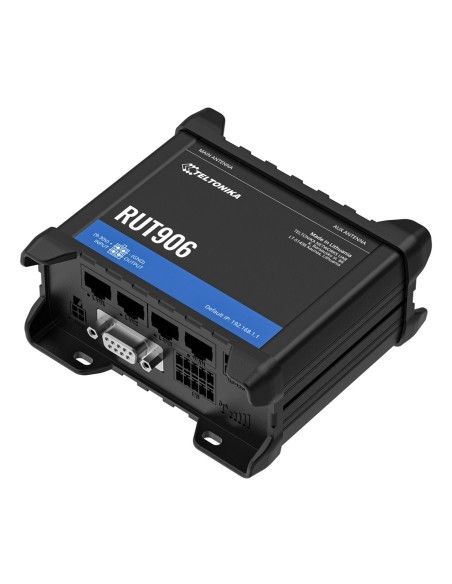 Teltonika Rut906 Router Teltonika Industrial 4G LTE 2XSIM WI-FI4 GPS 4xRJ45 RS232 RS485 GPS USB 2xin / 2xout 1xDigital I / O Mic