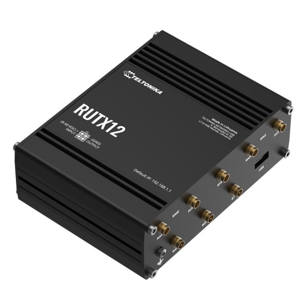 Comprar TELTONIKA RUTX12 Router Teltonika Industrial 2x4G LTE 2xSIM Wi-Fi5 5xRJ45 Gigabit BT GPS USB 1xDigital I/O RUTX12