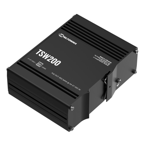 Acheter TELTONIKA TSW200 TELTONIKA. Switch industriel Gigabit L2 (non géré) 8xRJ45 PoE+ (max 240 W) + 2xSFP Gigabit. Max 25