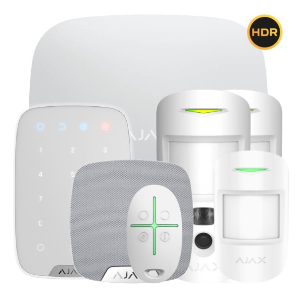 Comprar AJAX HUB2KIT-MP-PRO-HDR-WH1 Kit Ajax blanco. Hub 2 + 2MotionCam-HDR + MotionProtect + SpaceControl + KeyPad + HomeSiren 