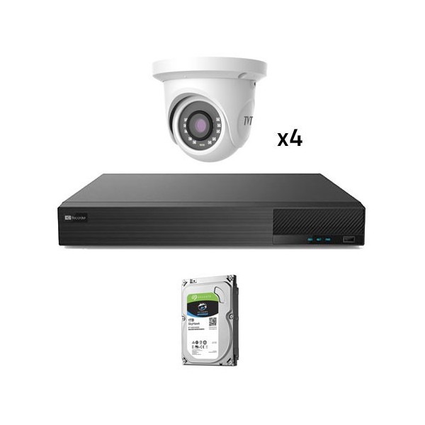 TVT TVT-125 KIT_TVT_1080_1 KIT CCTV 4 Câmeras Preconfigured Dome Tvt 1080p