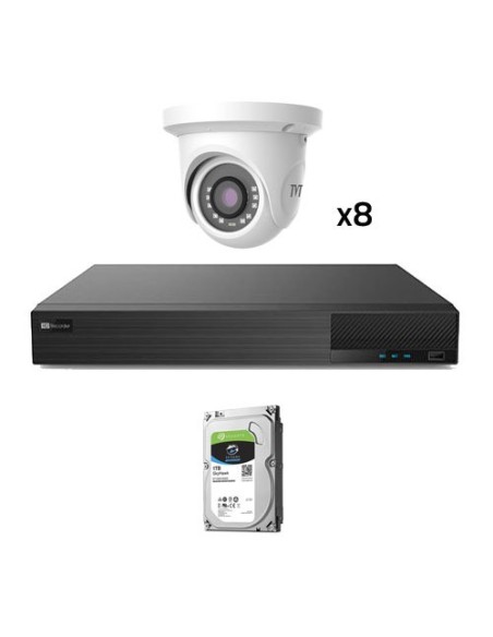 Acheter TVT TVT-127 Kit de vidéosurveillance CCTV préconfiguré avec 8 caméras dôme TVT 1080p