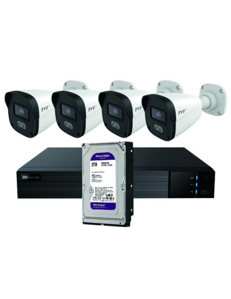 Comprar TVT TVT-348 Kit CCTV IP NVR 4CH PoE + 4 Bullets 4MP 2.8mm + HD2TB KIT BULLET IP TVT 4CH