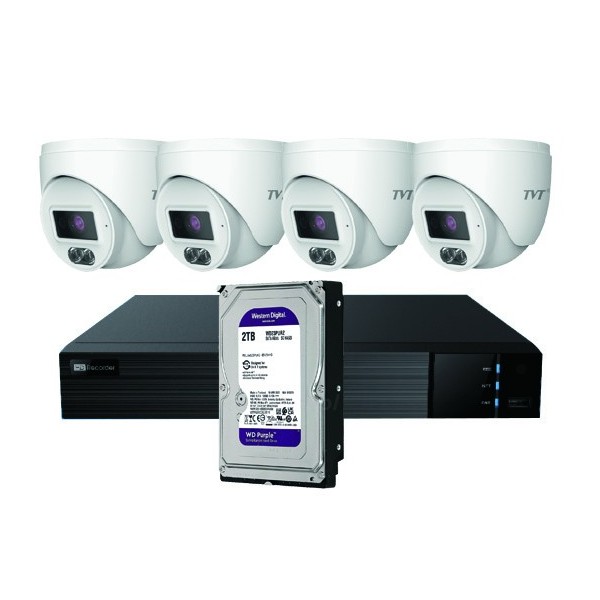Comprar TVT TVT-345 Kit CCTV IP NVR 4CH PoE + 4 Domos 4MP 2.8mm + HD2TB KIT DOMO IP TVT 4CH