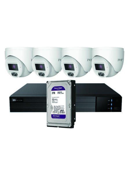 Kaufen TVT TVT-345 IP-CCTV-Kit NVR 4CH PoE + 4 Dome-Kameras 4MP 2.8mm + HD2TB