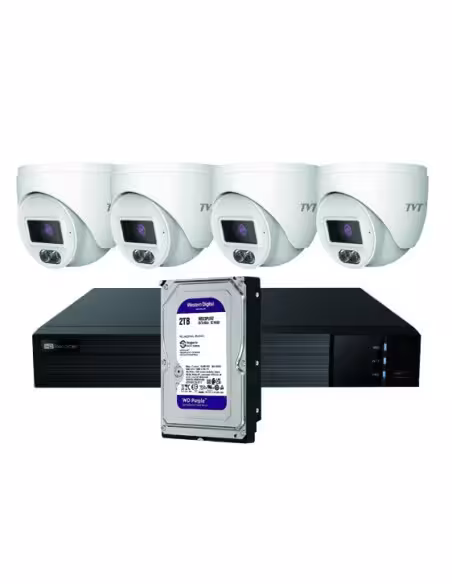 Acheter TVT TVT-345 Kit CCTV IP NVR 4CH PoE + 4 Dômes 4MP 2.8mm + HD2TB