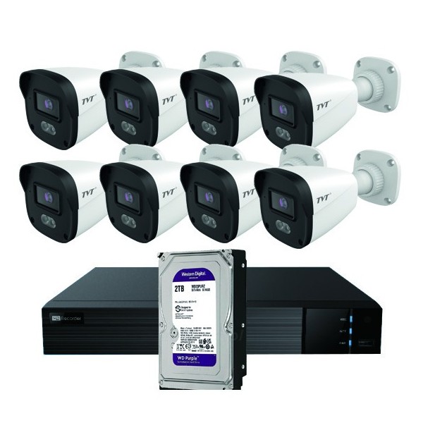 Comprar TVT TVT-350 Kit CCTV IP NVR 8CH PoE + 8 Bullets 4MP 2.8mm + HD4TB KIT BULLET IP TVT 8CH