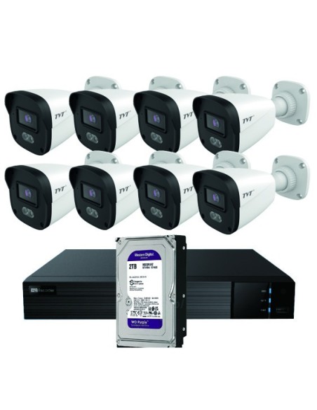 TVT TVT-350 KIT Bullet IP TVT 8CH Kit CCTV IP NVR 8CH PoE + 8 Balas 4MP 2.8mm + HD4TB