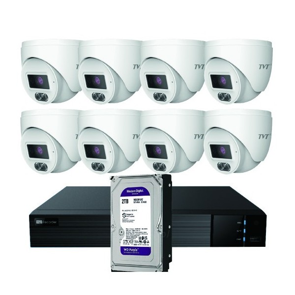 Acheter TVT TVT-346 Kit CCTV IP NVR 8CH PoE + 8 Dômes 4MP 2.8mm + HD 4TB