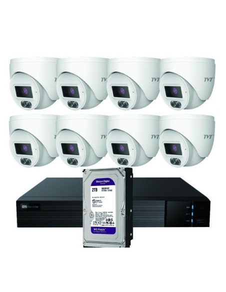TVT TVT-346 KIT DOMO IP TVT 8CH Kit CCTV IP NVR 8CH PoE + 8 Domes 4MP 2.8mm + HD4TB