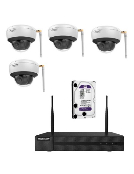 Acheter HIKVISION VALUE HIK-VALUE-131 Kit de 4 caméras dôme IP Wi‑Fi + NVR + 1 disque dur 1 To