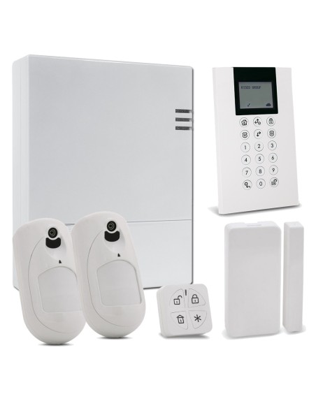 Acheter RISCO RISCO-267 Kit LightSYS Air avec module 4G + 2 × caméra PIR + Contact + Télécommande + Clavier