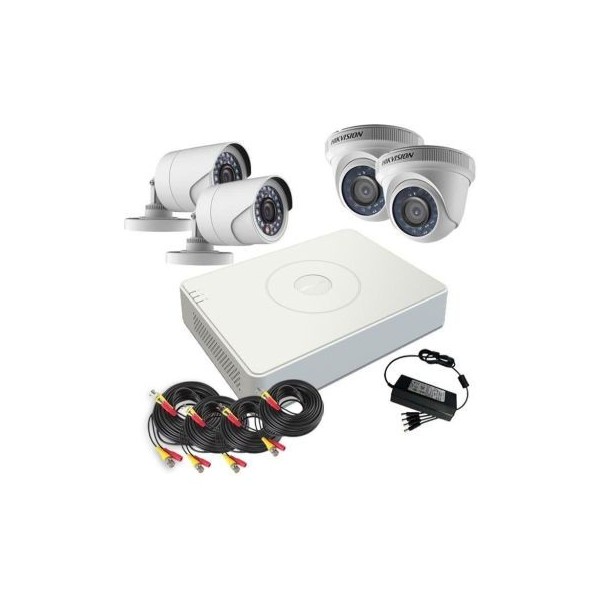 Acheter HIKVISION VALUE HIK-VALUE-133 KIT Enregistreur DVR 5-en-1 4CH + 2 mini-bullets 4-en-1 1MP + 2 dômes 4-en-1 1MP Hikvision