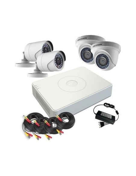 Acheter HIKVISION VALUE HIK-VALUE-133 KIT Enregistreur DVR 5-en-1 4CH + 2 mini-bullets 4-en-1 1MP + 2 dômes 4-en-1 1MP Hikvision