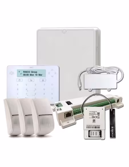 Acheter RISCO RISCO-96 Kit LightSYS de mise en conformité Grade 3 Carte + clavier tactile + module GSM 4G + 3 détecteurs + alime