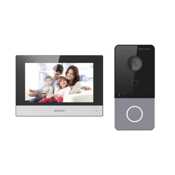 Kaufen HIKVISION INTERCOM HIK-INTERCOM-29 IP-WLAN-Video-Türsprechanlagen-Set Türstation mit 2MP-Kamera + 7"-Monitor MF-Leser APP