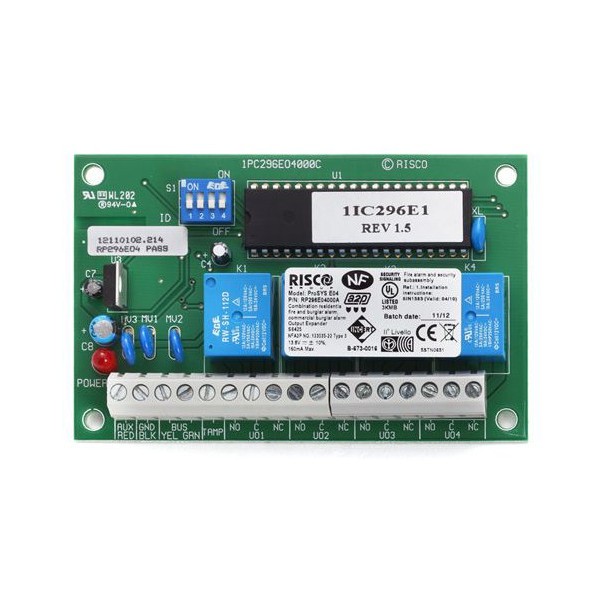 Risco Risco-119 RP296E04000A Módulo Expander 4 Grau 3 Partidas para Luz Luz + Central