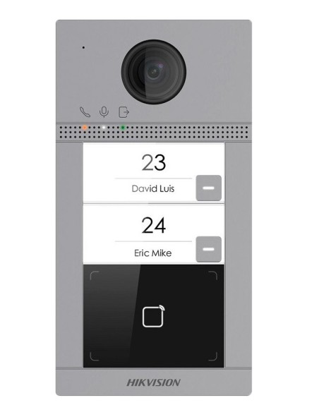 Comprar HIKVISION INTERCOM HIK-INTERCOM-67 Placa calle Videoportero cámara 2MP 2 botones (2 apartamentos) Tarjeta MF Empotrado I