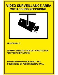 Acheter BYSECUR BYSECUR-417 Plaque / panneau de zone sous vidéosurveillance avec enregistrement sonore, anglais, PVC, pour intér