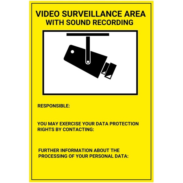 Comprar BYSECUR BYSECUR-417 Placa / cartel de Zona Videovigilada con grabación de sonido Inglés PVC para interior/exterior. Homo