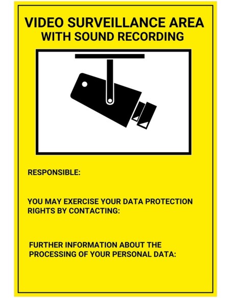 Comprar BYSECUR BYSECUR-417 Placa / cartel de Zona Videovigilada con grabación de sonido Inglés PVC para interior/exterior. Homo