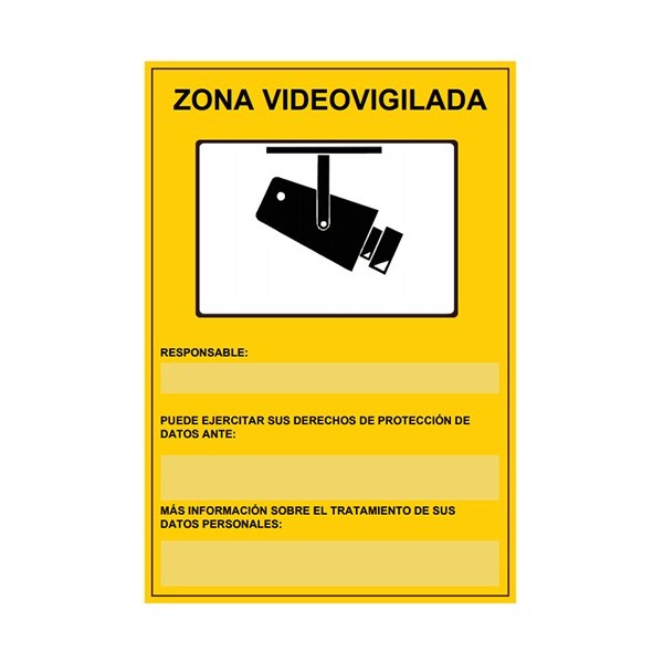 Acheter BYSECUR BYSECUR-163 Plaque / panneau de Zone sous vidéosurveillance Espagnol en PVC pour intérieur/extérieur. Homologué 