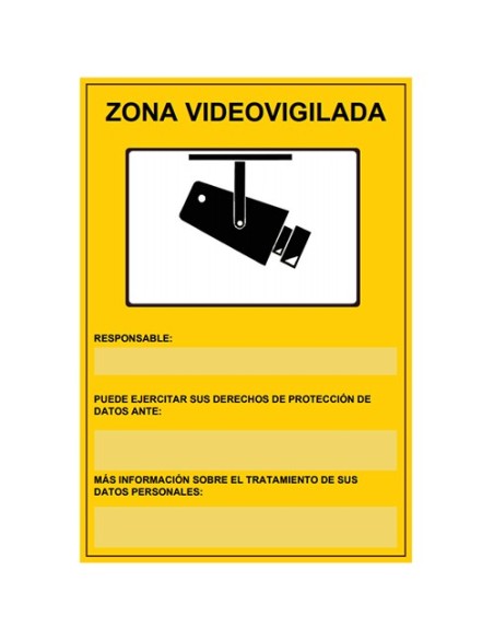 Acheter BYSECUR BYSECUR-163 Plaque / panneau de Zone sous vidéosurveillance Espagnol en PVC pour intérieur/extérieur. Homologué 