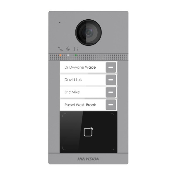 Comprar HIKVISION INTERCOM HIK-INTERCOM-72 Placa de calle Videoportero cámara 2MP 4 botones (4 apartamentos) Tarjeta MF Superfic