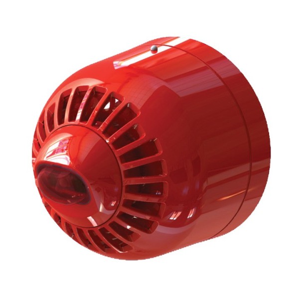 KIDDE KIDDE-359 ASW2366 Interior Analog Analógico Óptico-Acústico Sirene Com Flash Vermelho. Perfil de base vermelho sob a pared