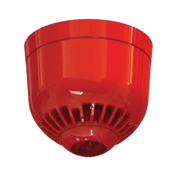 Kaufen KIDDE KIDDE-360 analoge optisch-akustische Innenraumsirene mit rotem Blitz. Rot. Niedrigprofil-Sockel. Decke