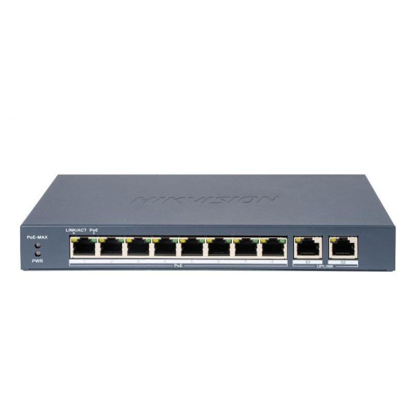 Acheter HIKVISION TRANSMISION AND DISPLAY HIK-T&D-6 switch PoE 8 ports 100 Mbps 2 ports Gigabit RJ45 non manageable