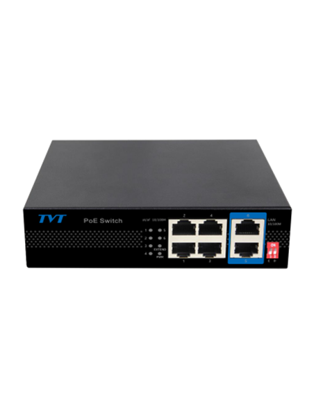 TVT TVT-331 TD-B2204S1-PEU Switch Poe 4 Portas 10/100 +2 portas RJ45 10/100 com IA