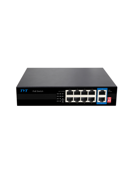 Comprar TVT TVT-332 Switch PoE de 8 puertos 10/100 +2 Puertos RJ45 10/100 con IA TD-B2208S1-PEU