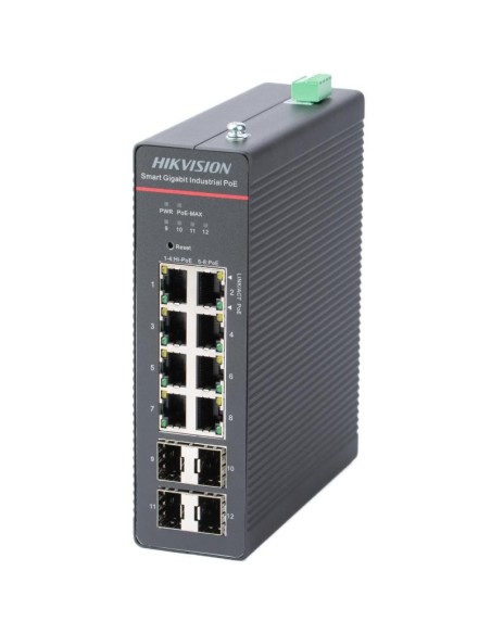Transmissão de Hikvision e exibição HIK-T & D-50 DS-3T1512HP-SI-8P4F Switch Intelligent Industrial PoE Industrial Managed 8 Port