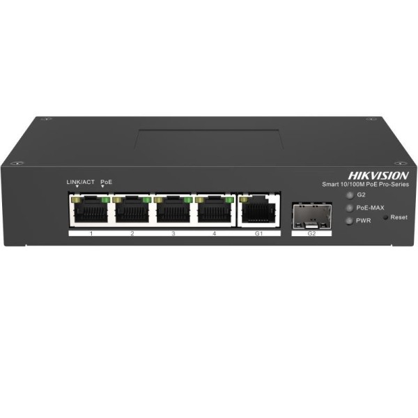 Comprar HIKVISION TRANSMISION AND DISPLAY HIK-T&D-67 Switch PoE inteligente administrado Fast Ethernet 4 puertos 10/100 Mbps DS-