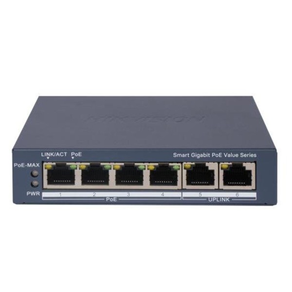 Transmissão de Hikvision e Exibição Hik-T & D-79 DS-3E1506P-EI / M Switch Smart Poe Gigabit 4 portas Poe + 2 RJ45