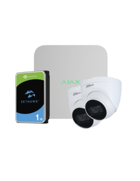 Comprar OEM KIT-VIDEOADVANCE-5 Kit Videovigilancia Ajax-Dahua compuesto por: 1 NVR 8ch Ajax + 2 Cámaras Dahua Domos 2MP 2.8mm + 