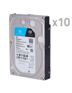 Seagate 10XHD10TB-S-AI Pacote de Disco Rígido - 10 unidades - Seagate Skyhawk St10000ve0008 - Até 32 transmissões de inteligênci