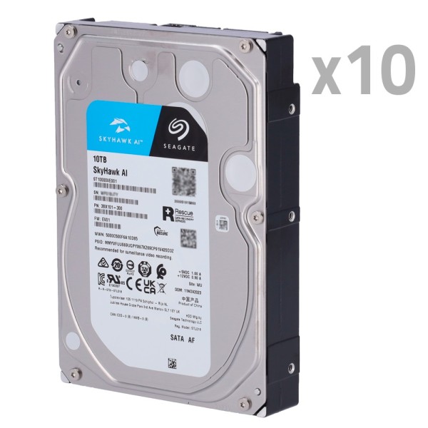Kaufen SEAGATE 10XHD10TB-S-AI Pack Seagate-Festplatten – 10 Stück – Kapazität 10 TB – Modell Skyhawk AI ST10000VE001 – I
