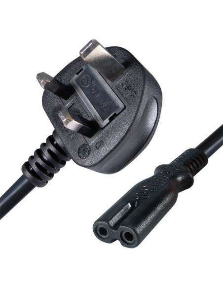 Comprar OEM AC-UK-C7 Cable a enchufe - Conector QT2 - Compatible con enchufes UK 3 PINES - Fusible de protección - 250VAC / 13A 