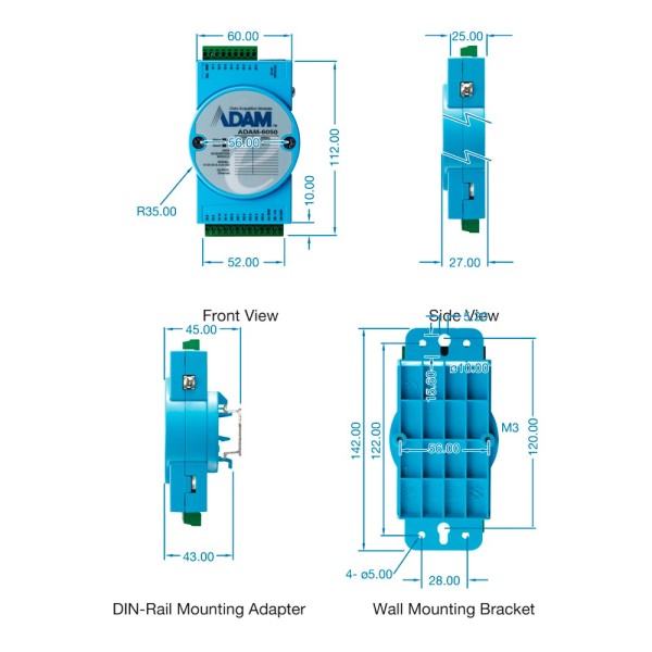 OEM Adam-6251-B Aquisição e Módulo de Controle de Dados - 16 Entradas Digitais - Protocolos: Modbus / TCP, TCP / IP, UDP, HTTP, 