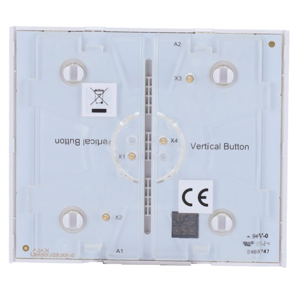 AJAX AJ-CenterButton-1G2W-W-Vert Touch Painel para interruptor de luz vertical - Compatível com AJ-LightCore-1G-Vert / -2w-Vert 