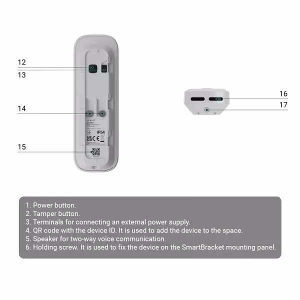 Kaufen AJAXCCTV AJ-DOORBELL-4-B Türklingel 4 MP mit integrierter KI – PIR-Detektor mit Reichweite bis zu 4 m – bidirektionales A