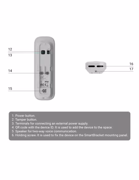 Kaufen AJAXCCTV AJ-DOORBELL-4-B Türklingel 4 MP mit integrierter KI – PIR-Detektor mit Reichweite bis zu 4 m – bidirektionales A